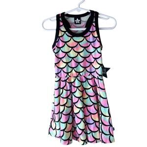 Pixie Lane‎ Girls Racerback Skater Dress - Neon Mermaid Sz 2 NEW